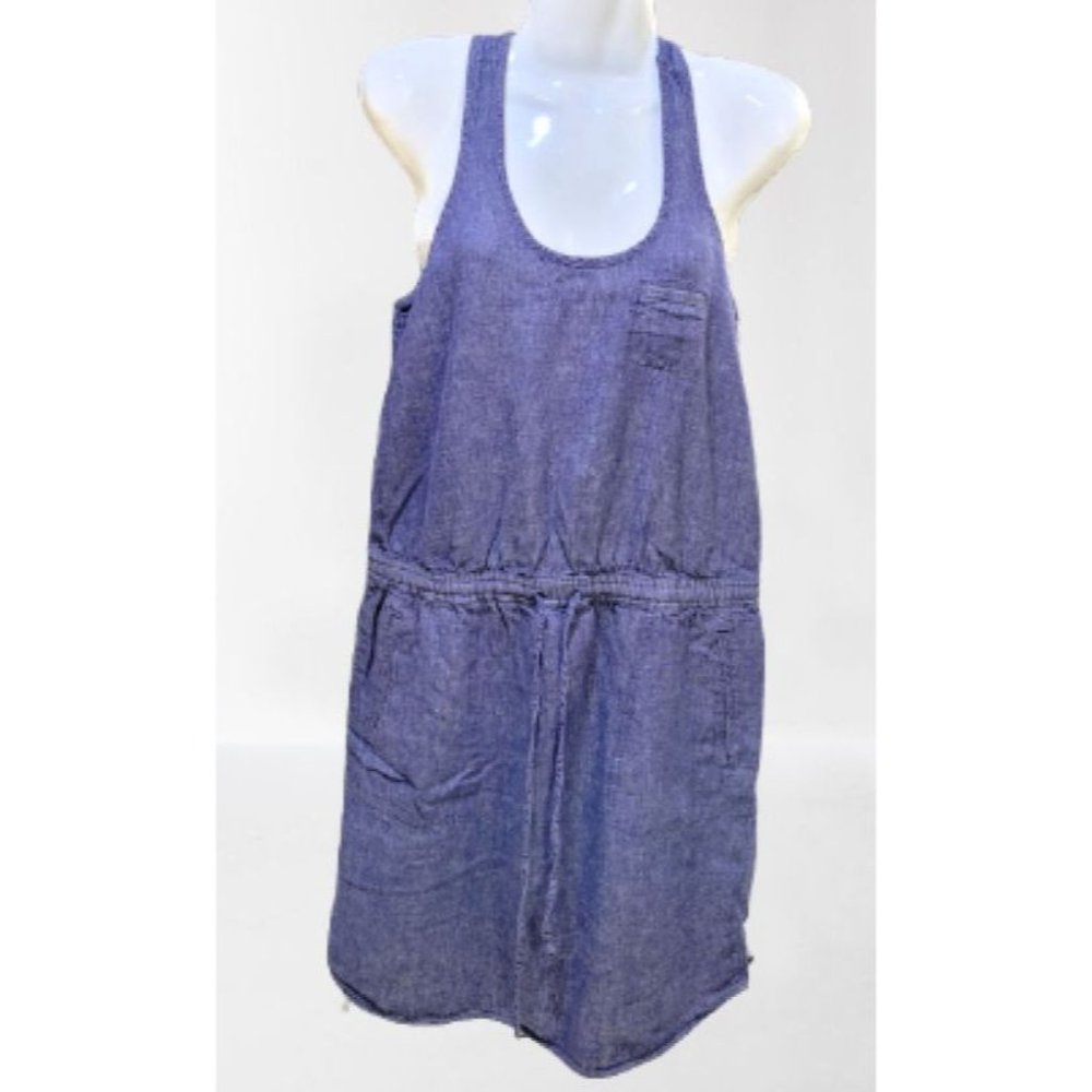 Lou & Grey Women Chambray Tank Dress Sz XS Above Knee Sleeveless Mini Scoop Neck